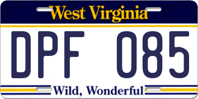 WV license plate DPF085