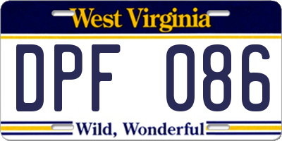WV license plate DPF086