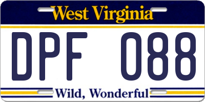 WV license plate DPF088