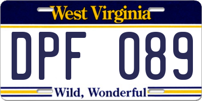WV license plate DPF089