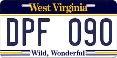 WV license plate DPF090