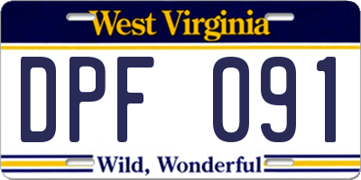 WV license plate DPF091