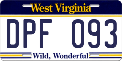 WV license plate DPF093