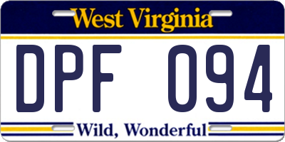 WV license plate DPF094