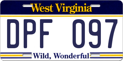 WV license plate DPF097