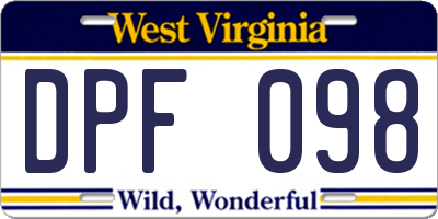 WV license plate DPF098