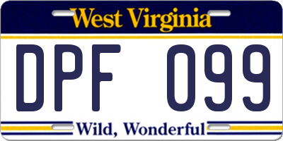 WV license plate DPF099
