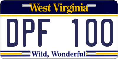 WV license plate DPF100