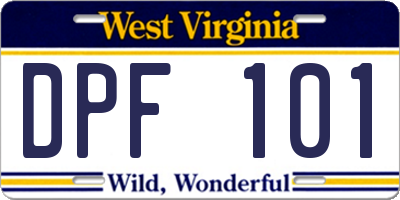 WV license plate DPF101