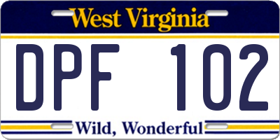WV license plate DPF102