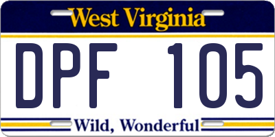 WV license plate DPF105