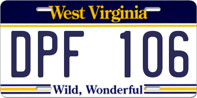 WV license plate DPF106