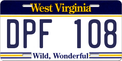 WV license plate DPF108