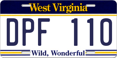 WV license plate DPF110