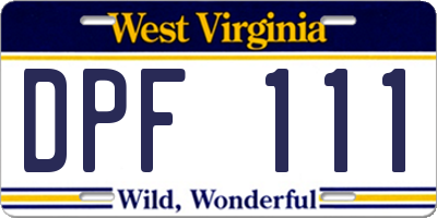 WV license plate DPF111