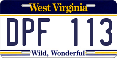 WV license plate DPF113