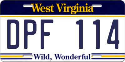 WV license plate DPF114