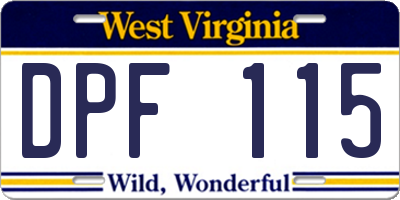 WV license plate DPF115