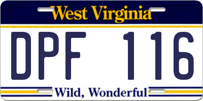 WV license plate DPF116