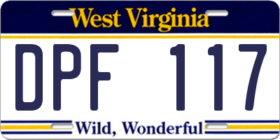 WV license plate DPF117
