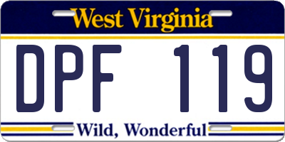 WV license plate DPF119