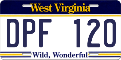 WV license plate DPF120