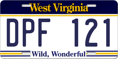 WV license plate DPF121