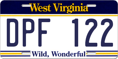 WV license plate DPF122