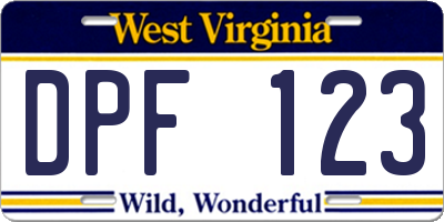 WV license plate DPF123