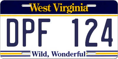 WV license plate DPF124
