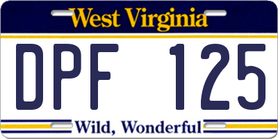 WV license plate DPF125