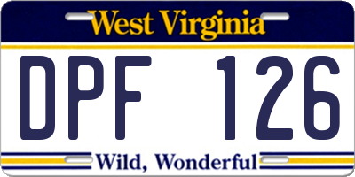 WV license plate DPF126