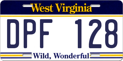 WV license plate DPF128