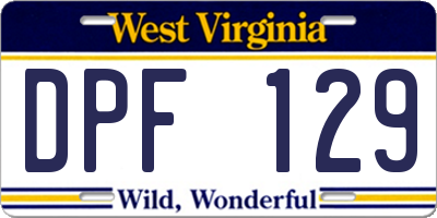 WV license plate DPF129