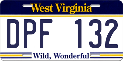 WV license plate DPF132