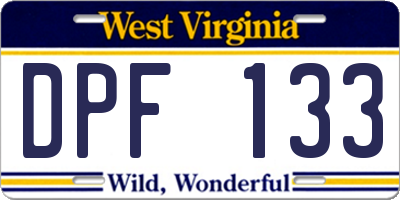 WV license plate DPF133
