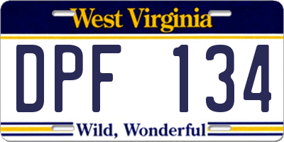 WV license plate DPF134