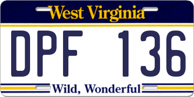 WV license plate DPF136