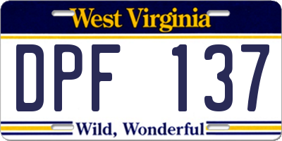 WV license plate DPF137