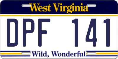WV license plate DPF141