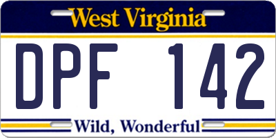 WV license plate DPF142