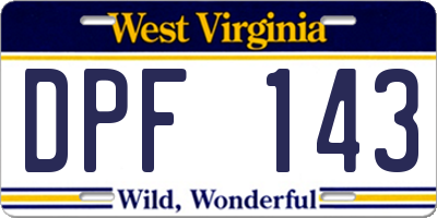 WV license plate DPF143