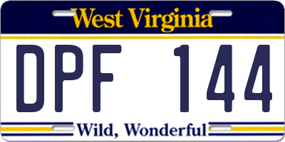 WV license plate DPF144