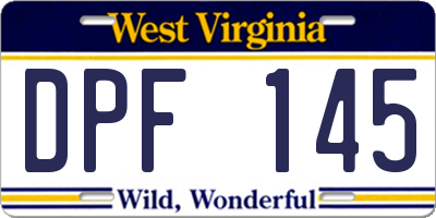 WV license plate DPF145