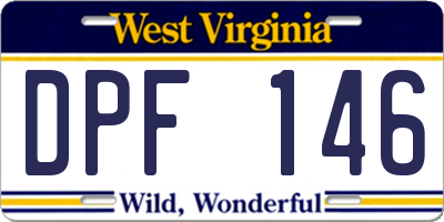 WV license plate DPF146