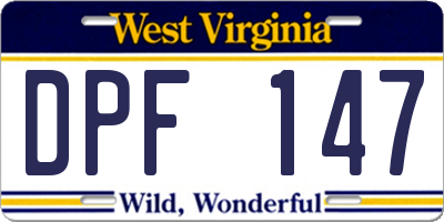 WV license plate DPF147