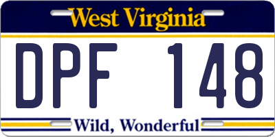 WV license plate DPF148