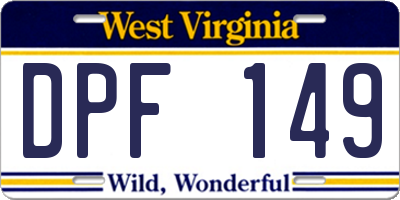 WV license plate DPF149