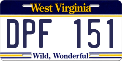 WV license plate DPF151