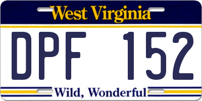 WV license plate DPF152